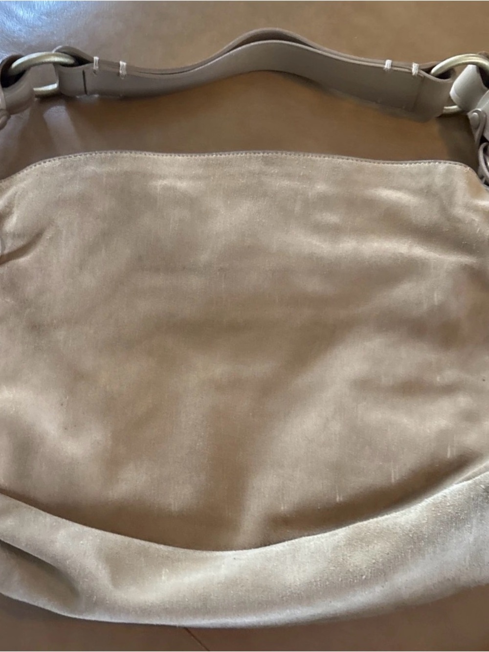 Bally Tan Suede And Leather Hobo Shoulder Bag Vintage Striped Interior - Picture 3 of 15